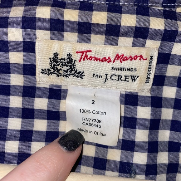 J. Crew Navy & White Gingham Button Down - Picture 4 of 4